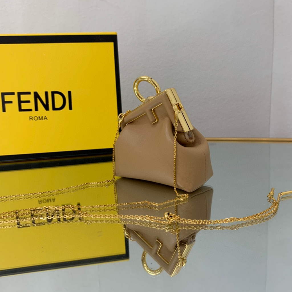 Fendi Nano First Charm Shoulder Bag 7AS051 Apricot