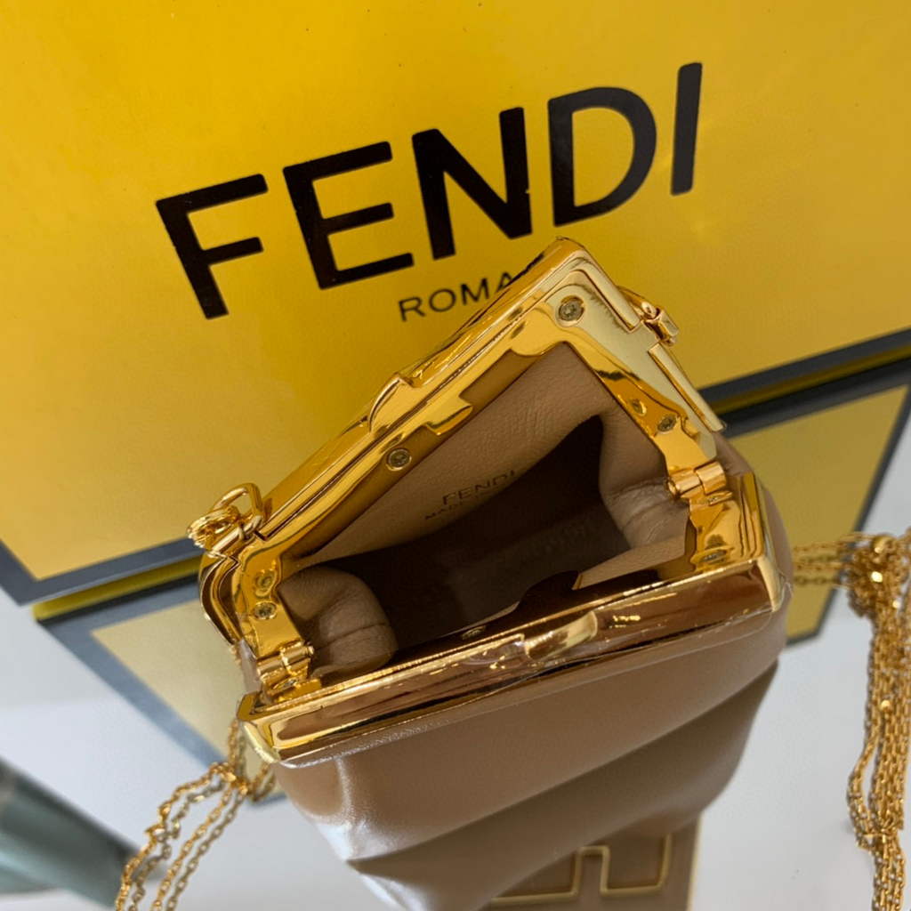 Fendi Nano First Charm Shoulder Bag 7AS051 Apricot