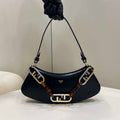 Fendi O'Lock Swing Camellia leather pouch 8BS068 Black - Default Title - View 1