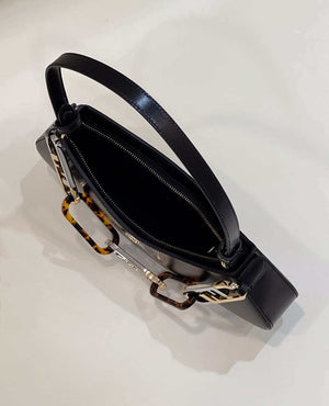 Fendi O'Lock Swing Camellia leather pouch 8BS068 Black - Default Title - View 9