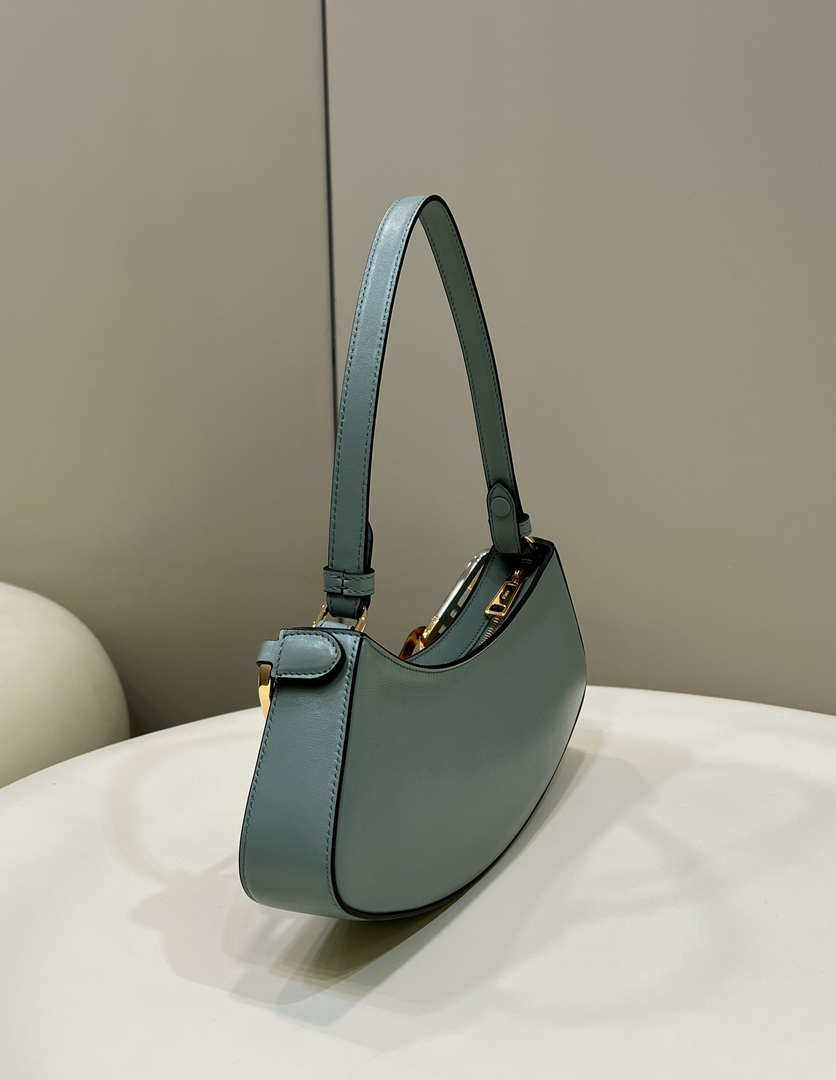 Fendi O'Lock Swing Camellia leather pouch 8BS068 Green