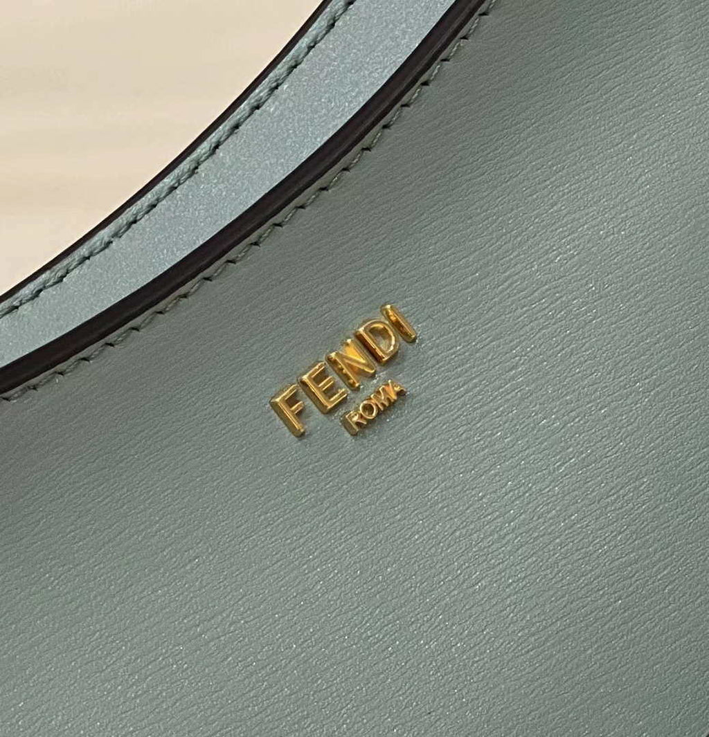 Fendi O'Lock Swing Camellia leather pouch 8BS068 Green