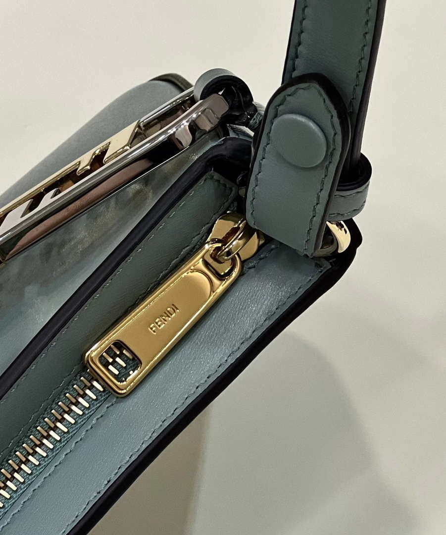 Fendi O'Lock Swing Camellia leather pouch 8BS068 Green