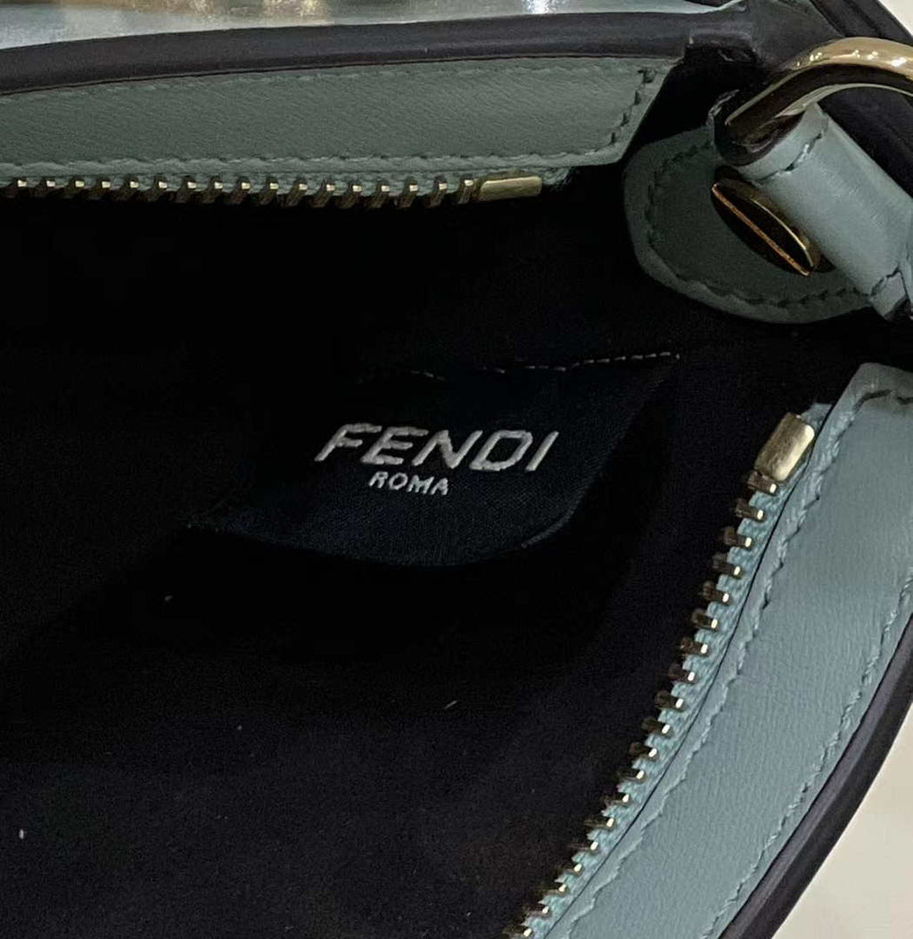 Fendi O'Lock Swing Camellia leather pouch 8BS068 Green
