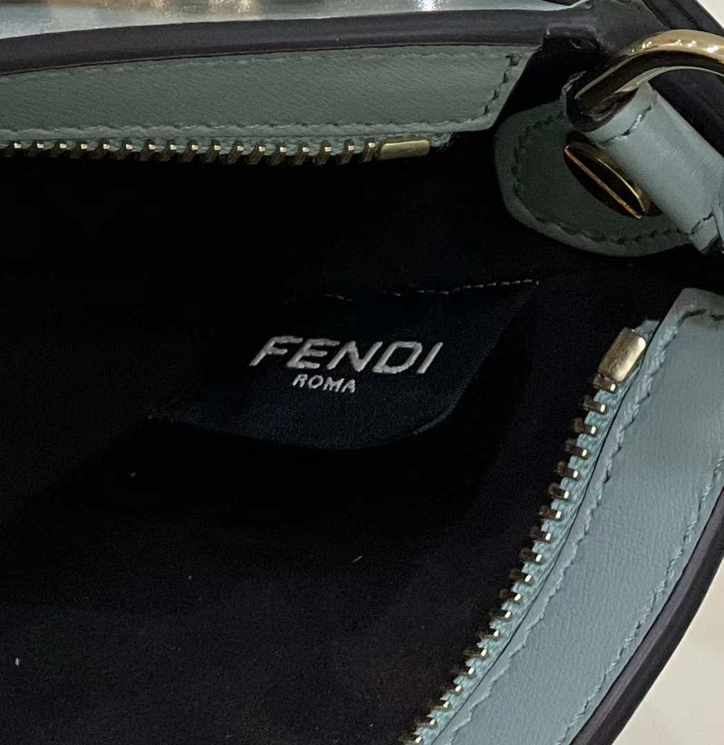 Fendi O'Lock Swing Camellia leather pouch 8BS068 Green