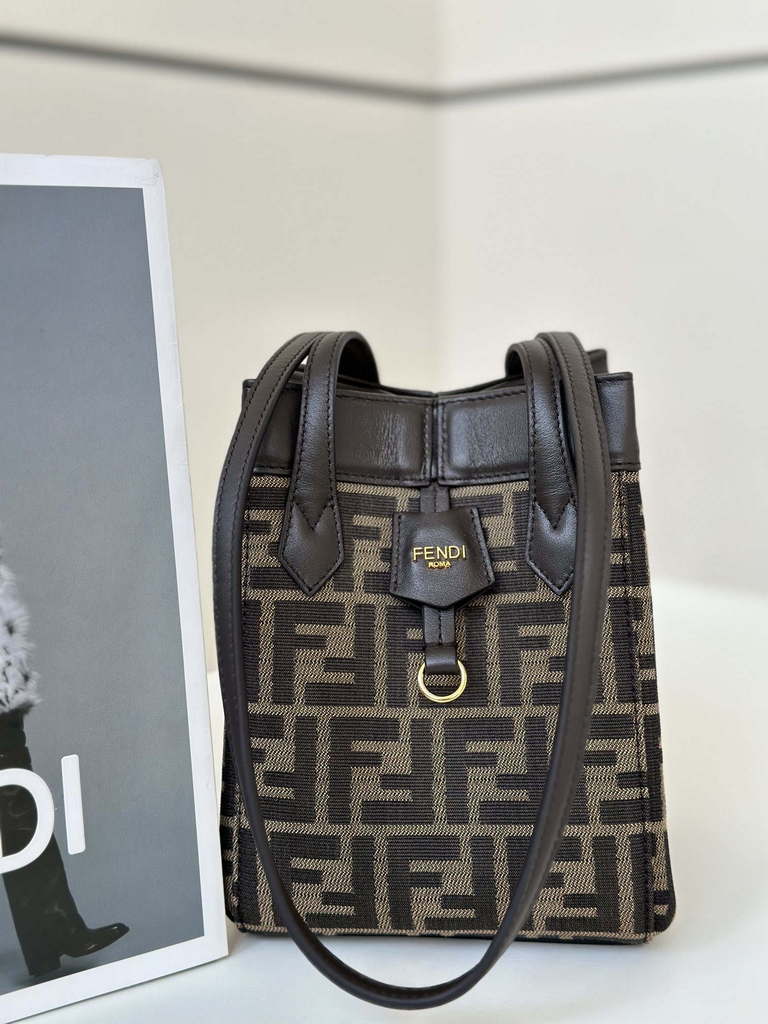 Fendi Origami 8BS083 Brown FF jacquard fabric mini bag that can be 8626S