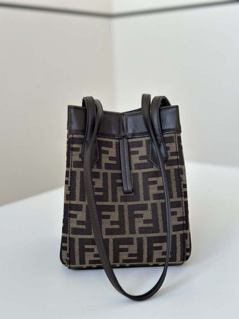 Fendi Origami 8BS083 Brown FF jacquard fabric mini bag that can be 8626S
