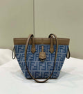 Fendi Origami 8BS083 Mini Transformable Denim Blue FF chenille mini-bag 8626S