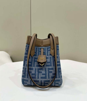 Fendi Origami 8BS083 Mini Transformable Denim Blue FF chenille mini-bag 8626S - Default Title - View 2
