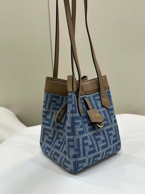 Fendi Origami 8BS083 Mini Transformable Denim Blue FF chenille mini-bag 8626S - Default Title - View 3