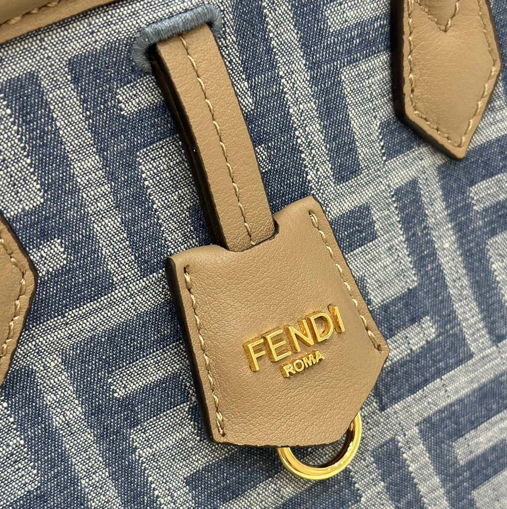 Fendi Origami 8BS083 Mini Transformable Denim Blue FF chenille mini-bag 8626S
