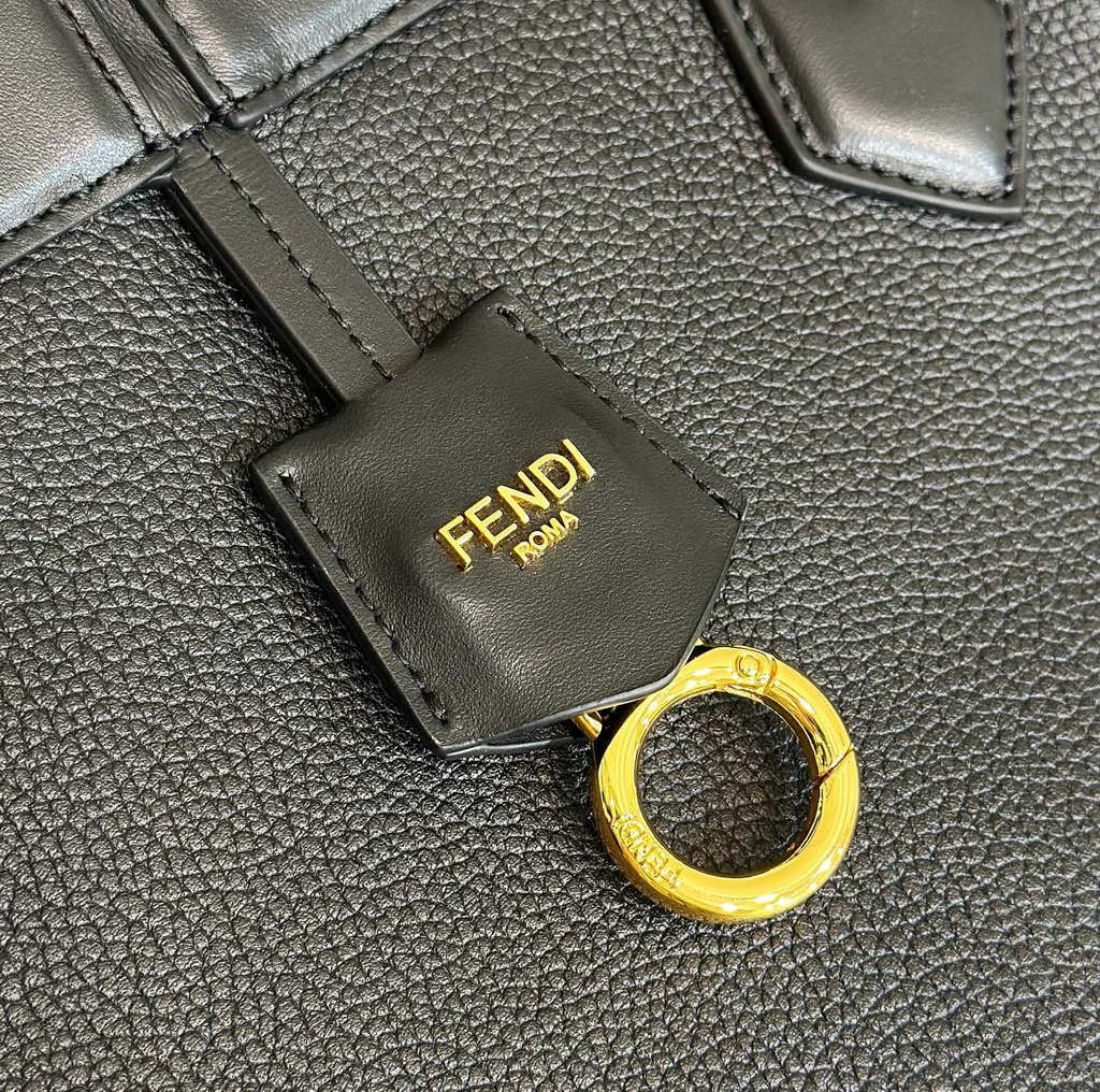 Fendi Origami Medium 8BH414 Black leather bag that can be transformed 8626A