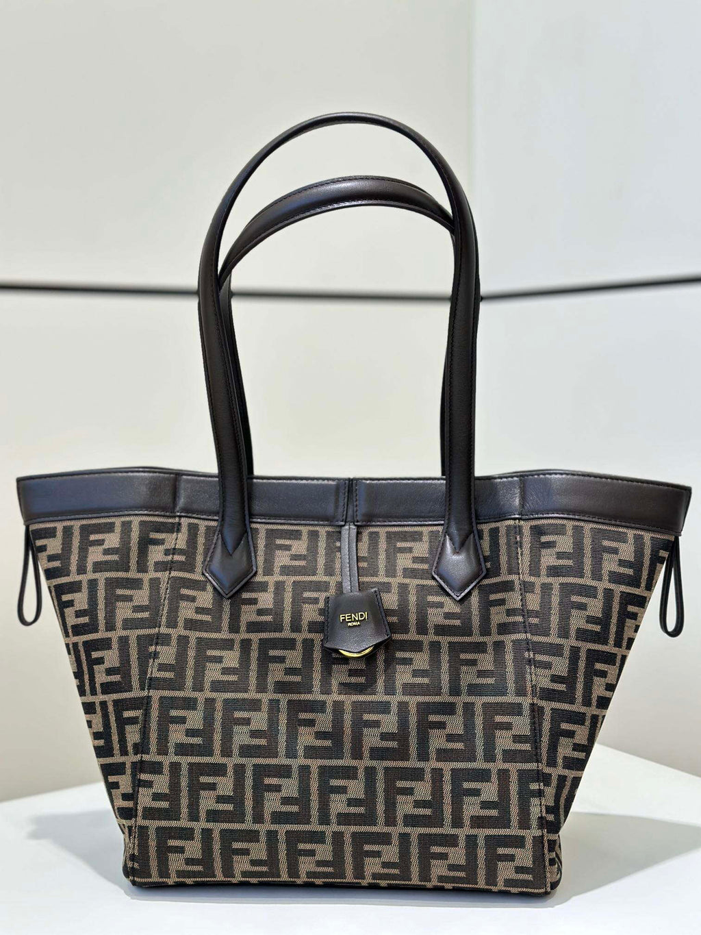 Fendi Origami Medium 8BH414 Brown FF jacquard fabric bag 8626A