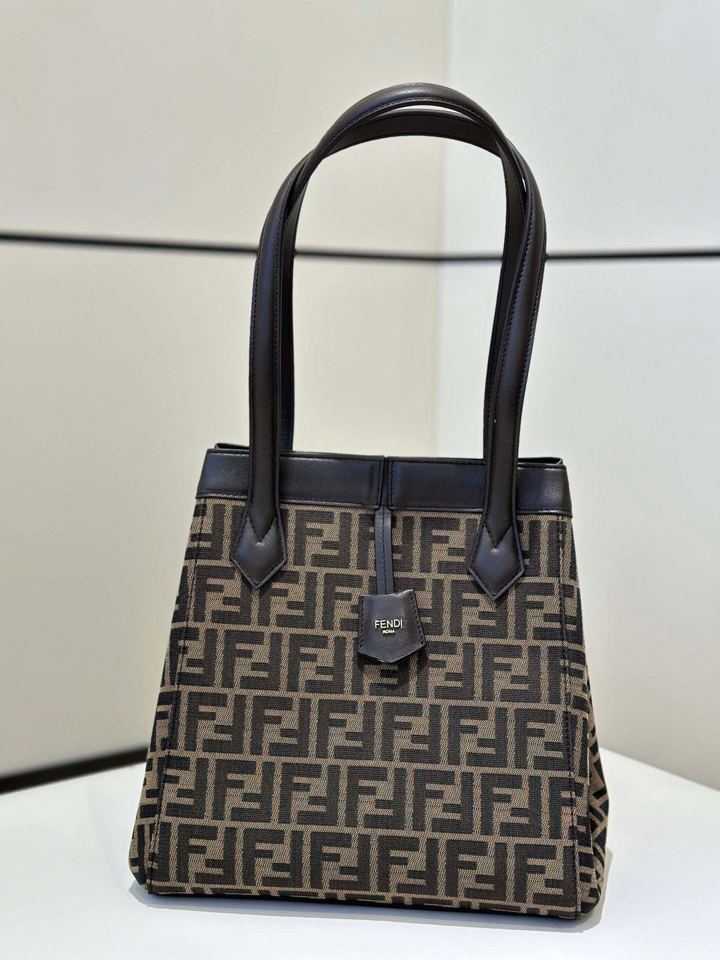 Fendi Origami Medium 8BH414 Brown FF jacquard fabric bag 8626A