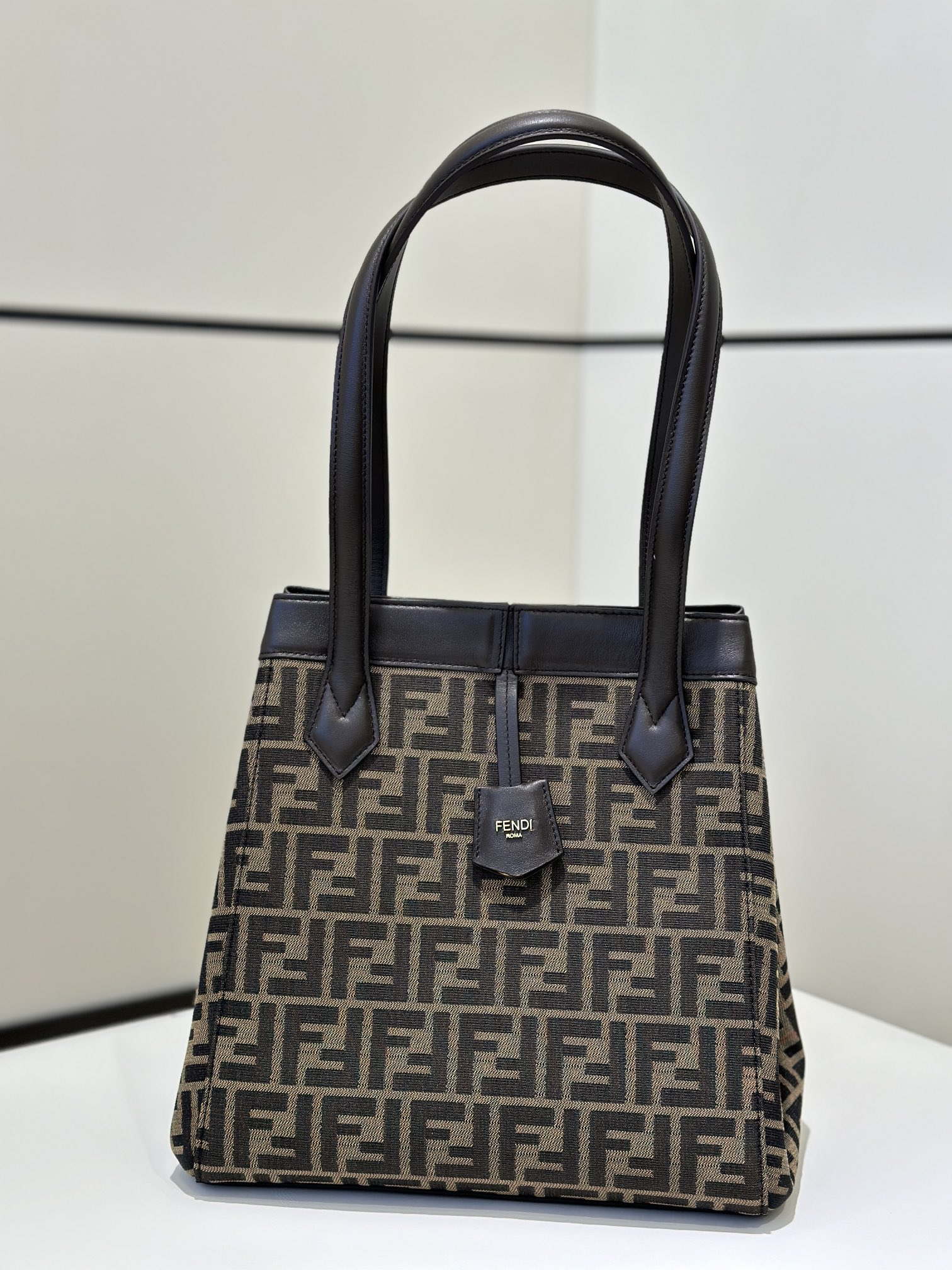 Fendi Origami Medium 8BH414 Brown FF jacquard fabric bag 8626A