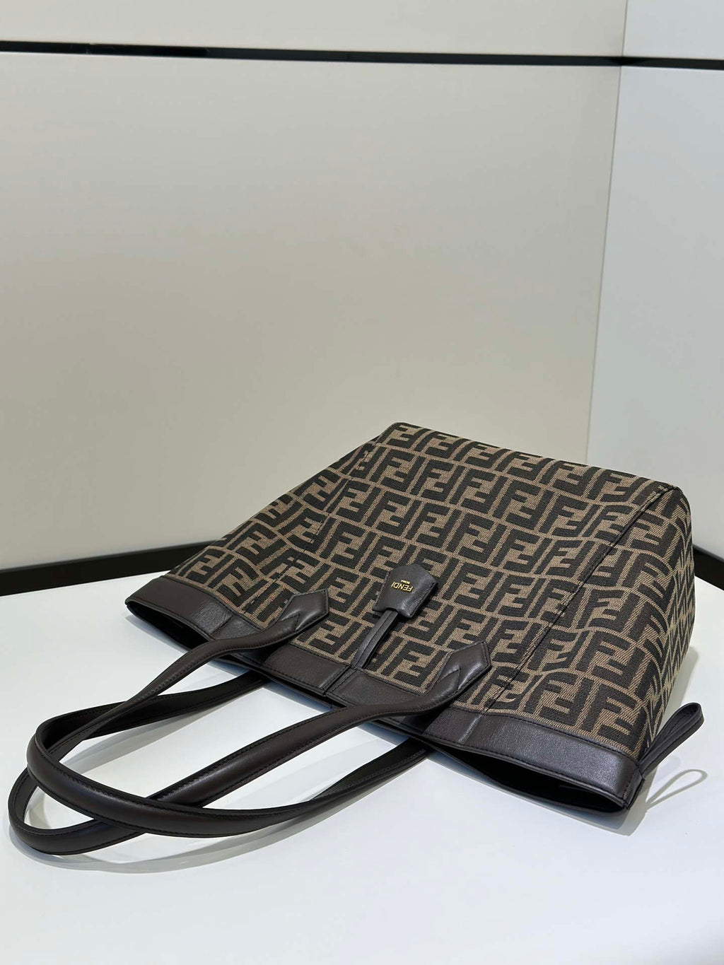 Fendi Origami Medium 8BH414 Brown FF jacquard fabric bag 8626A