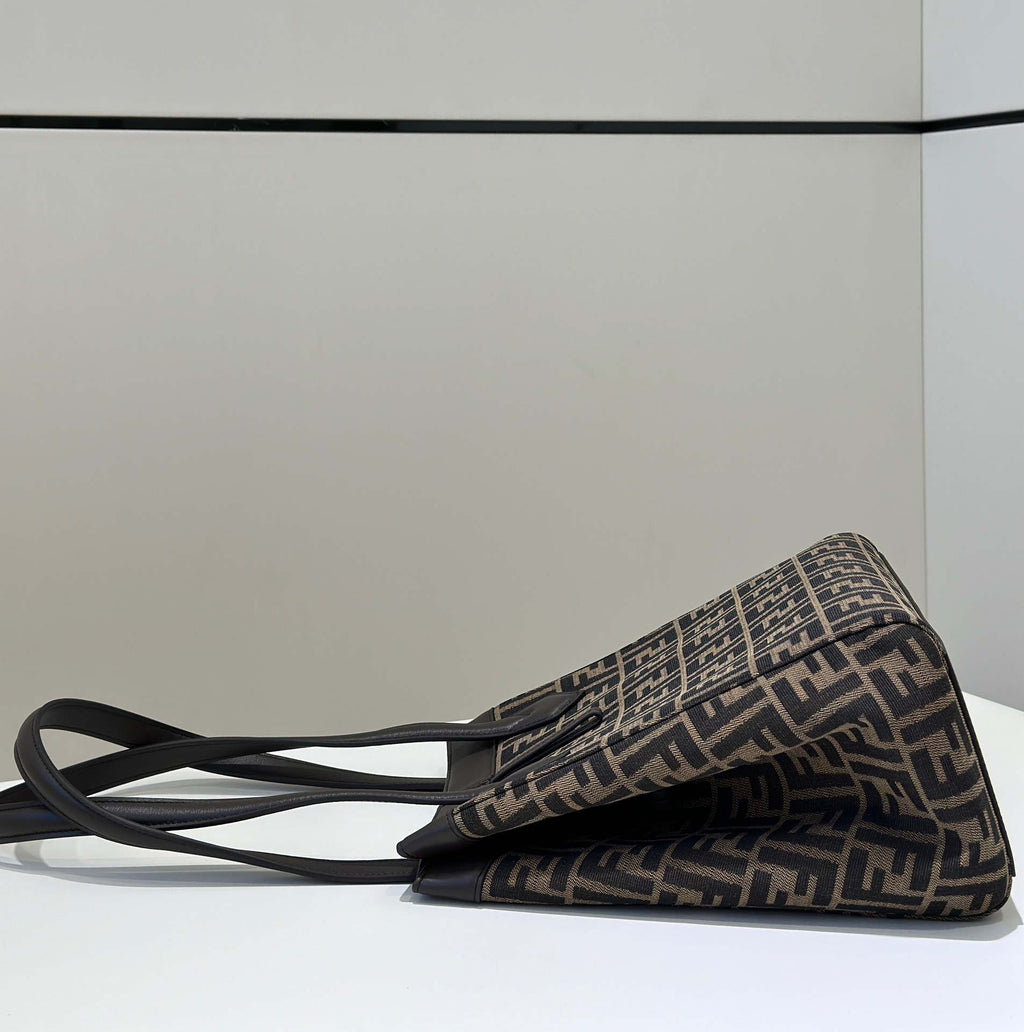 Fendi Origami Medium 8BH414 Brown FF jacquard fabric bag 8626A