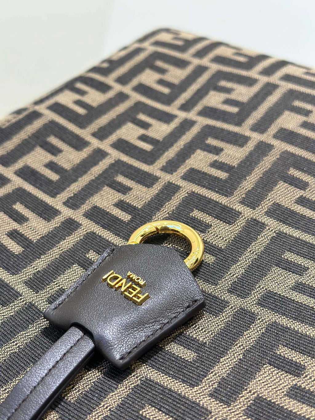 Fendi Origami Medium 8BH414 Brown FF jacquard fabric bag 8626A