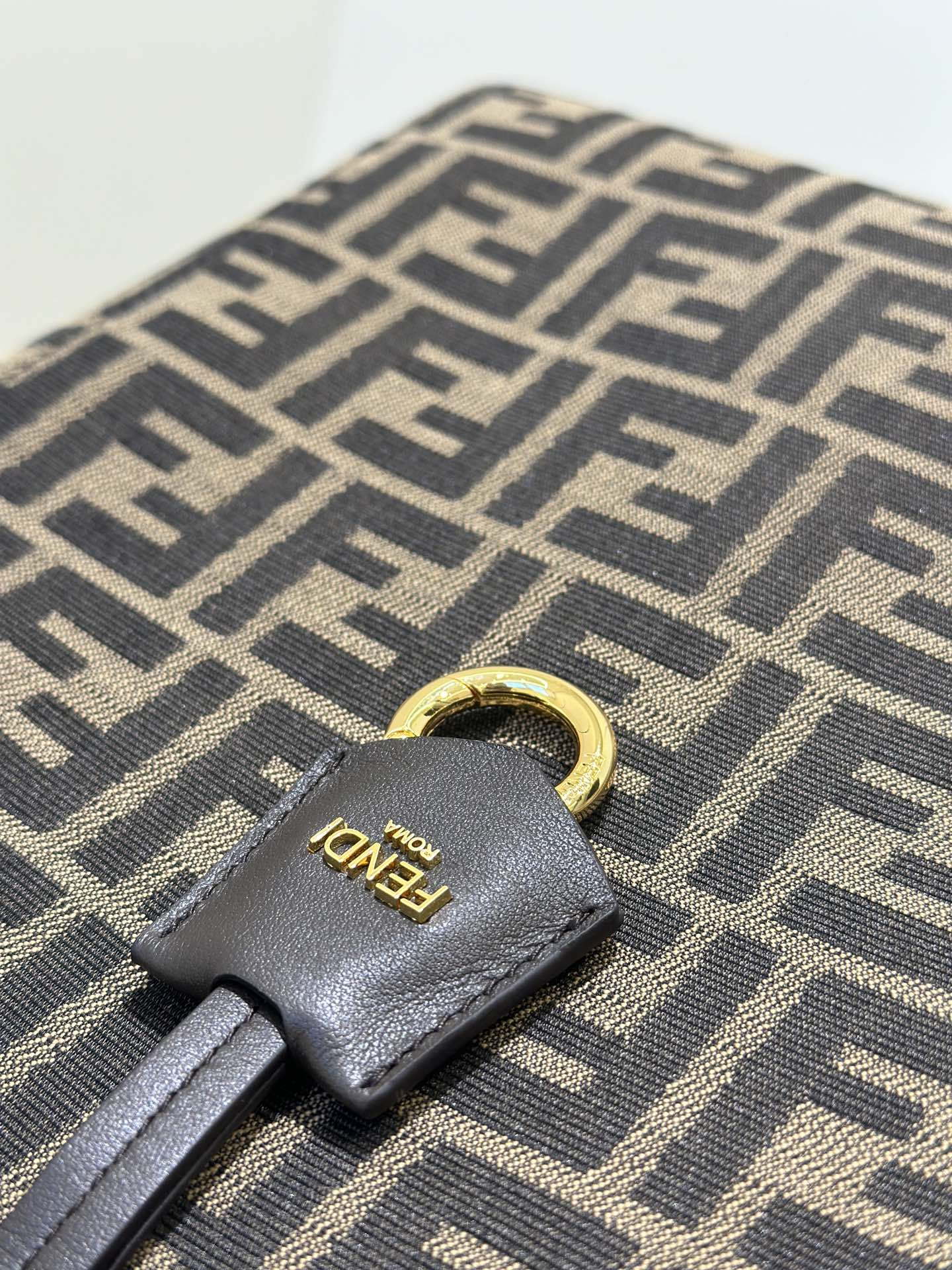 Fendi Origami Medium 8BH414 Brown FF jacquard fabric bag 8626A