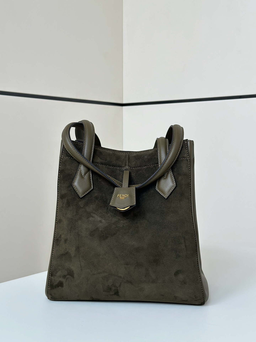 Fendi Origami Medium 8BH414 Dark Green leather bag that can be transformed 8626A