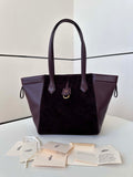 Fendi Origami Medium 8BH414 Dark purple suede and leather bag 8626A