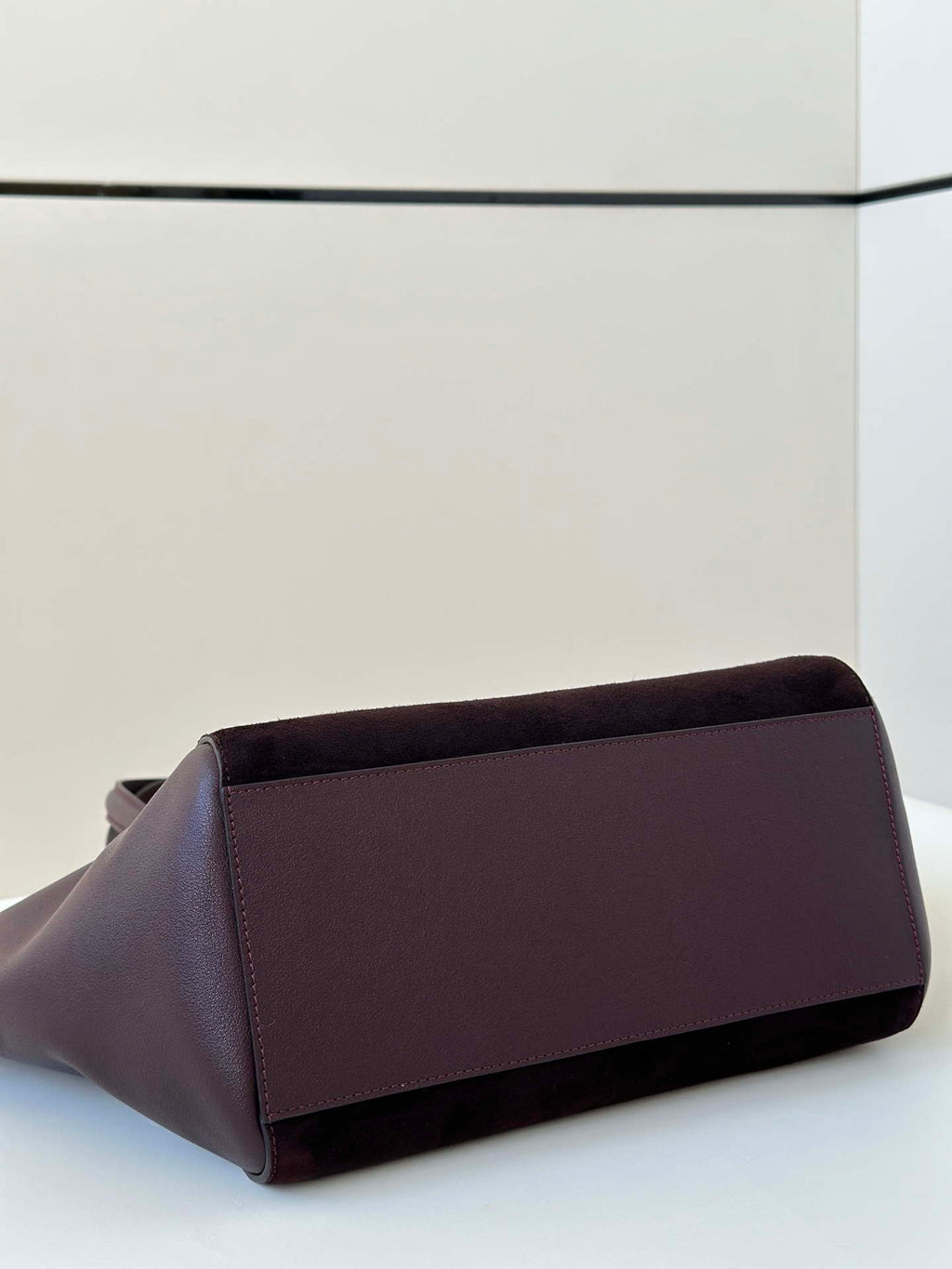 Fendi Origami Medium 8BH414 Dark purple suede and leather bag 8626A