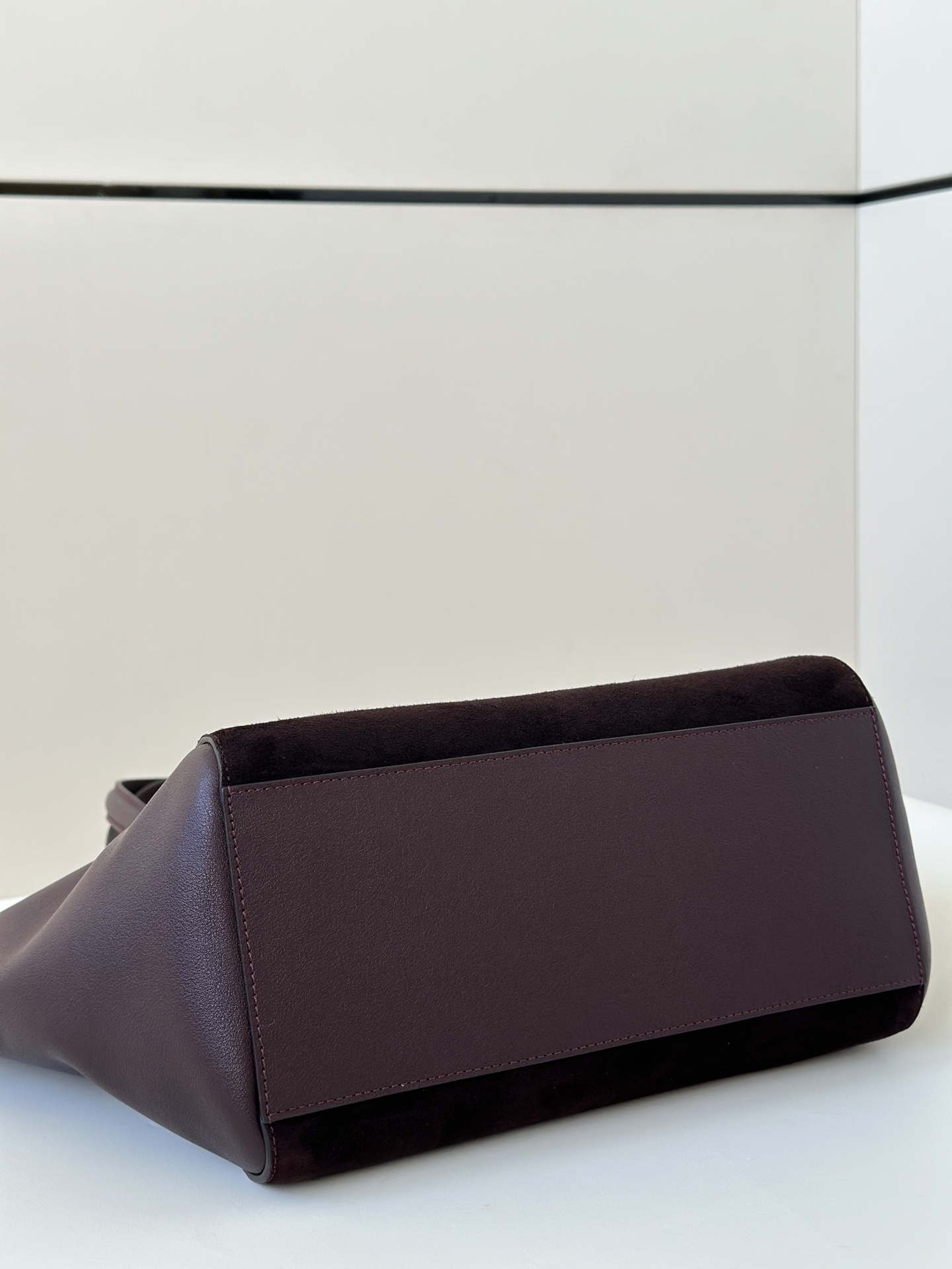 Fendi Origami Medium 8BH414 Dark purple suede and leather bag 8626A