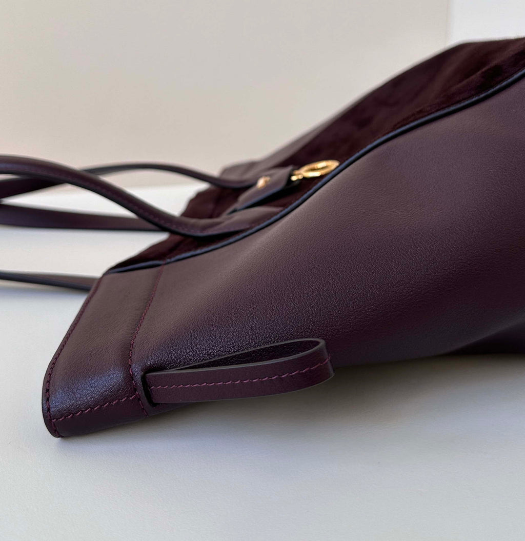 Fendi Origami Medium 8BH414 Dark purple suede and leather bag 8626A