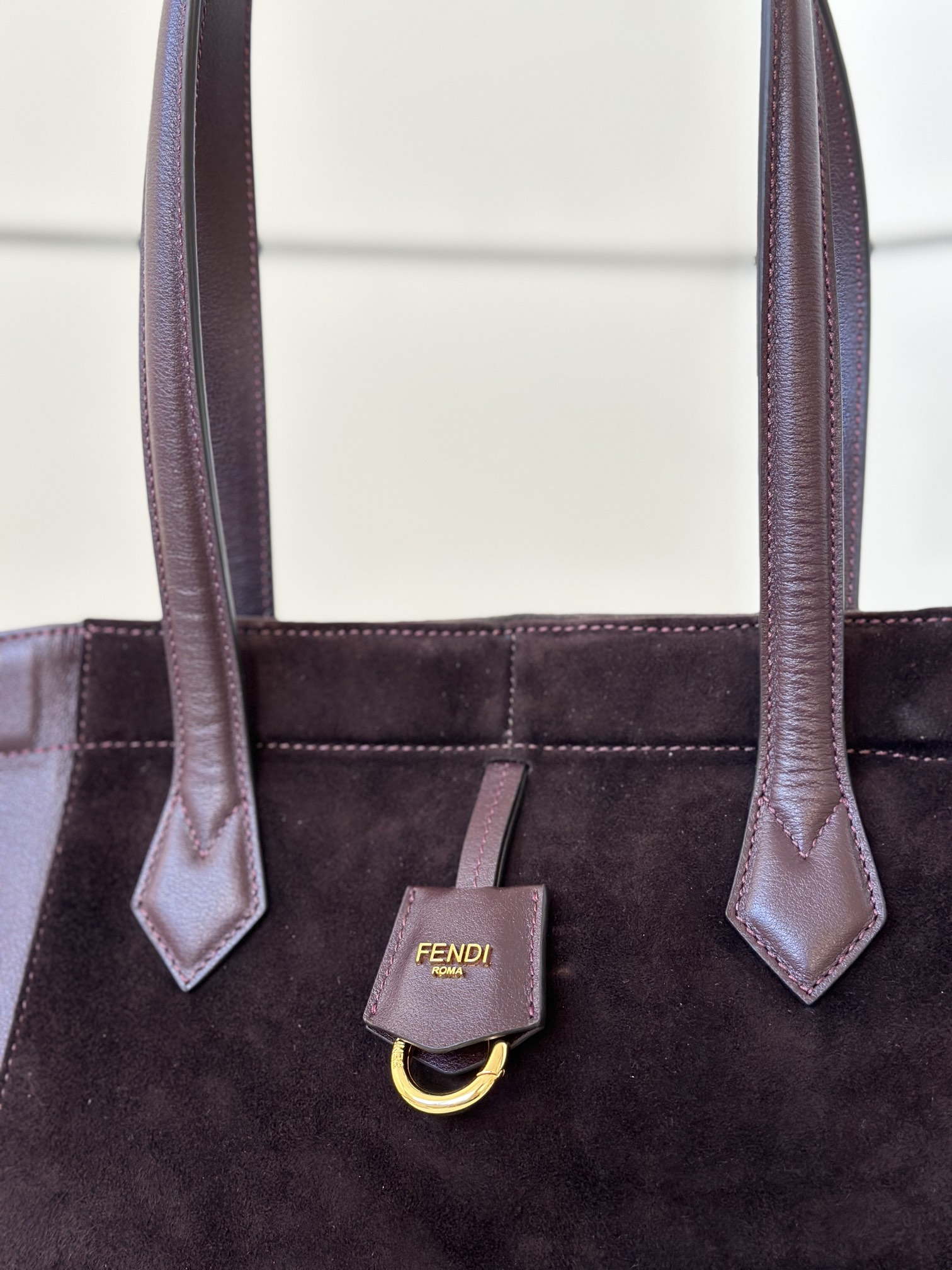 Fendi Origami Medium 8BH414 Dark purple suede and leather bag 8626A