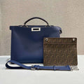 Fendi Peekaboo ISeeU Medium Navy Blue leather bag 7VA529 - Default Title - View 1