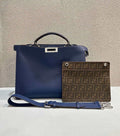 Fendi Peekaboo ISeeU Medium Navy Blue leather bag 7VA529