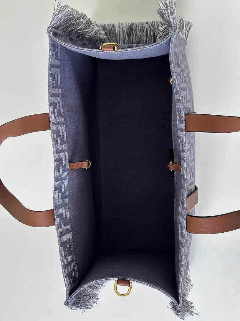 Fendi Summer Tote Blue denim-effect FF jacquard bag 8BH435