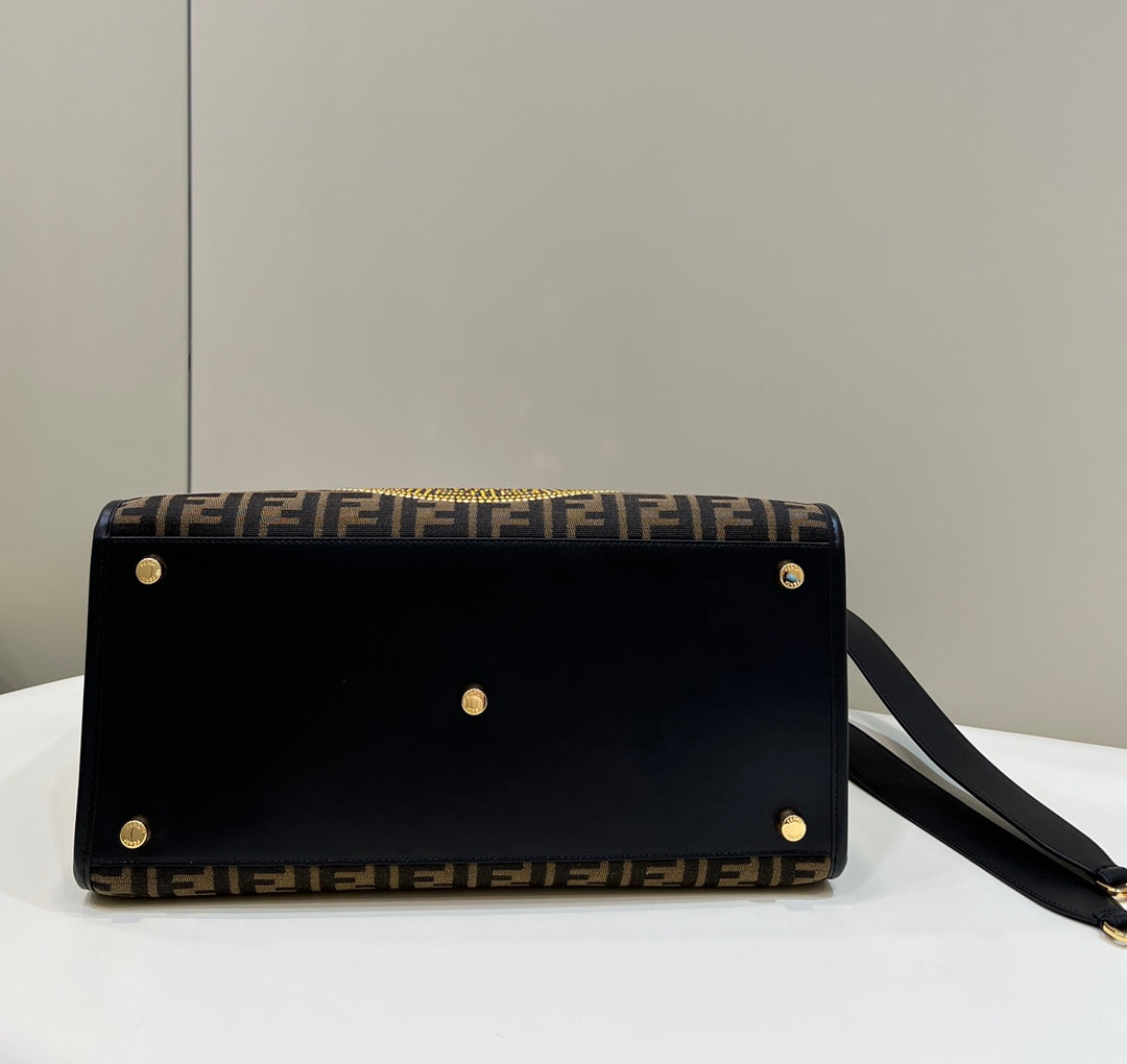 Fendi Sunshine Medium Tote Shoulder Bag 8BH386 Fendi X Versace Logo Green - Default Title - View 4
