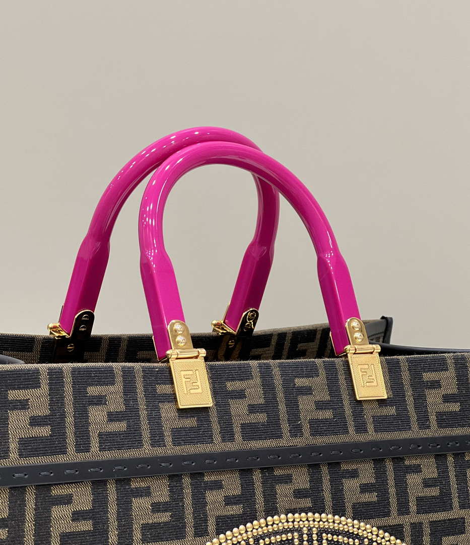 Fendi Sunshine Medium Tote Shoulder Bag 8BH386 Fendi X Versace Logo Green