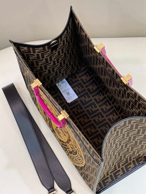 Fendi Sunshine Medium Tote Shoulder Bag 8BH386 Fendi X Versace Logo Green - Default Title - View 8