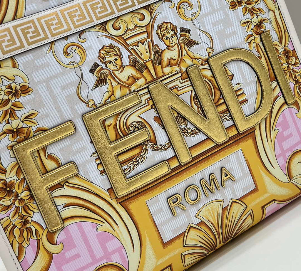 Fendi Sunshine Medium Tote Shoulder Bag 8BH386 Versace FF Logo
