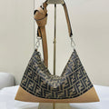 FENDI Thin Zipper Messenger Bag 7VA390 Brown FF jacquard fabric bag 8631 - Default Title - View 1