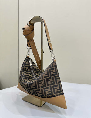 FENDI Thin Zipper Messenger Bag 7VA390 Brown FF jacquard fabric bag 8631 - Default Title - View 3
