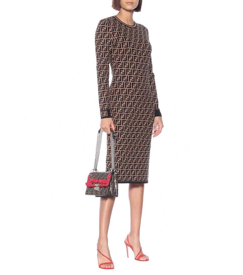 Fendi Women¡¯s FD9627A8 Brown Micro Mesh Dress - Voguebags