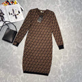 Fendi Women¡¯s FD9627A8 Brown Micro Mesh Dress - Voguebags