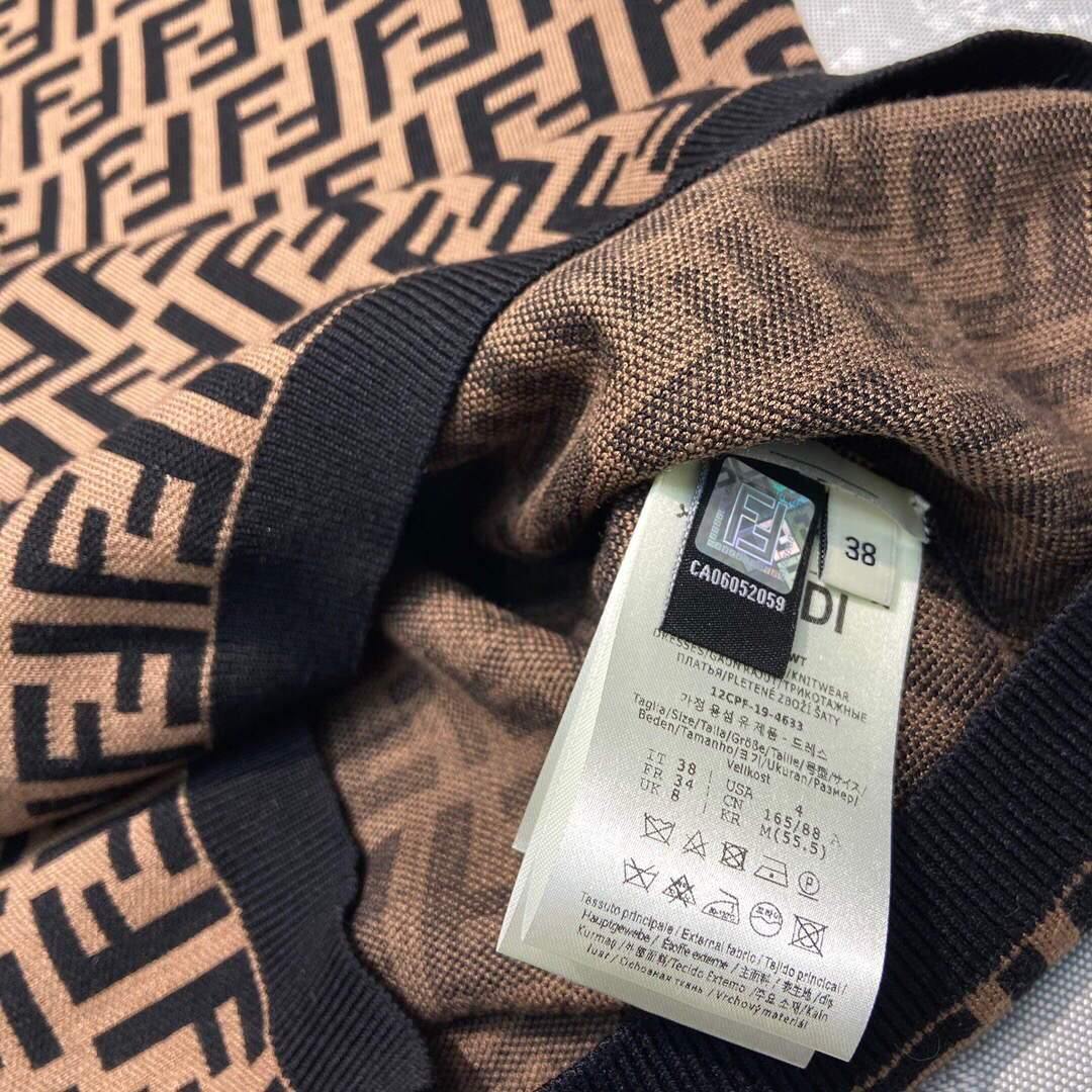 Fendi Women¡¯s FD9627A8 Brown Micro Mesh Dress - Voguebags