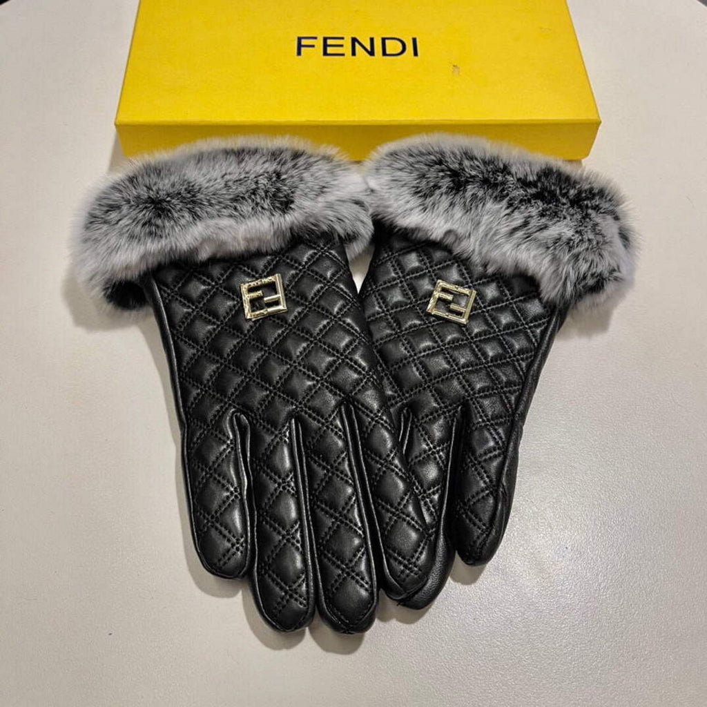 Fendi Women's Gloves Marmont Chevron Leather Gloves F88603