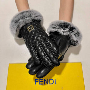 Fendi Women's Gloves Marmont Chevron Leather Gloves F88603 - Default Title - View 5