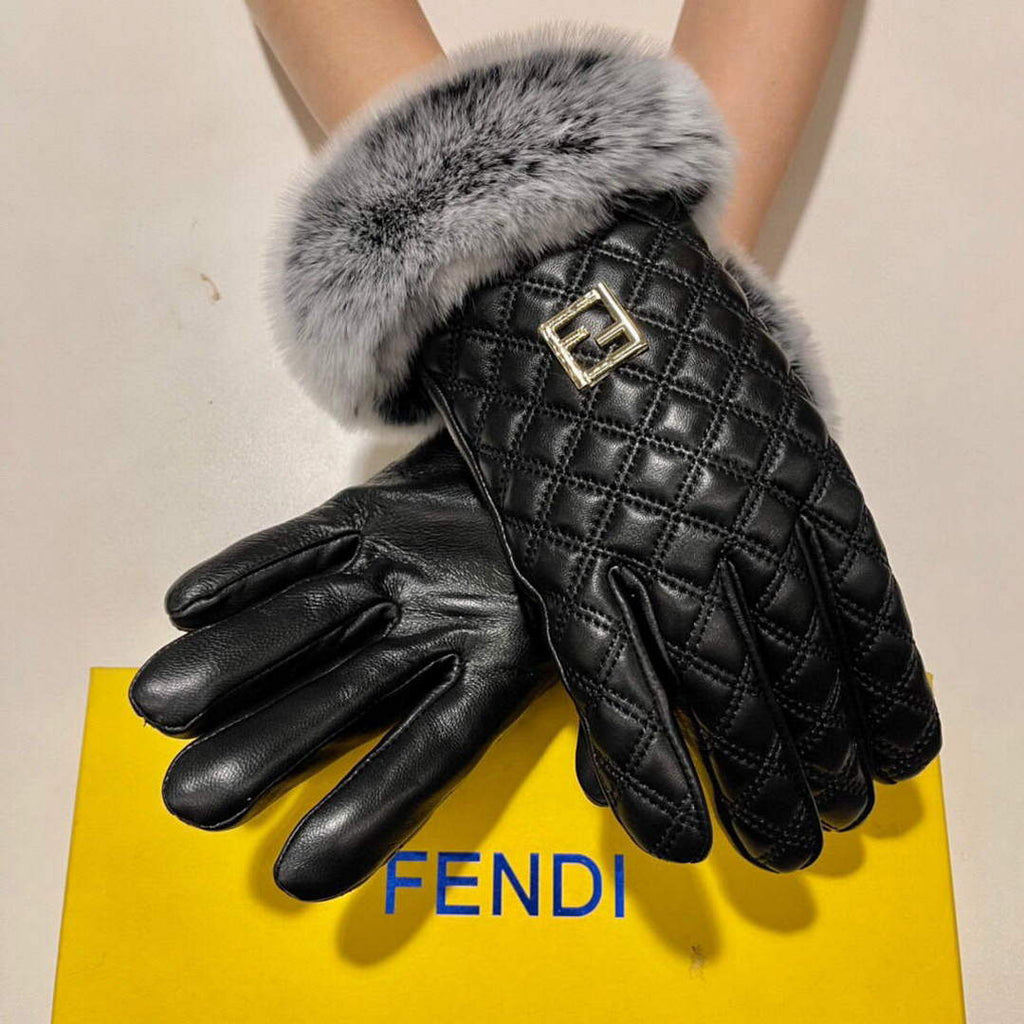 Fendi Women's Gloves Marmont Chevron Leather Gloves F88603