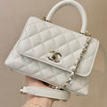 Chanel Flap Bag With Top Handle A92990 White Grained Calfskin