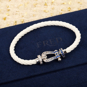 Fred FORCE 10 BRACELET Large model 18K yellow gold diamond paved F230019 - White - View 1