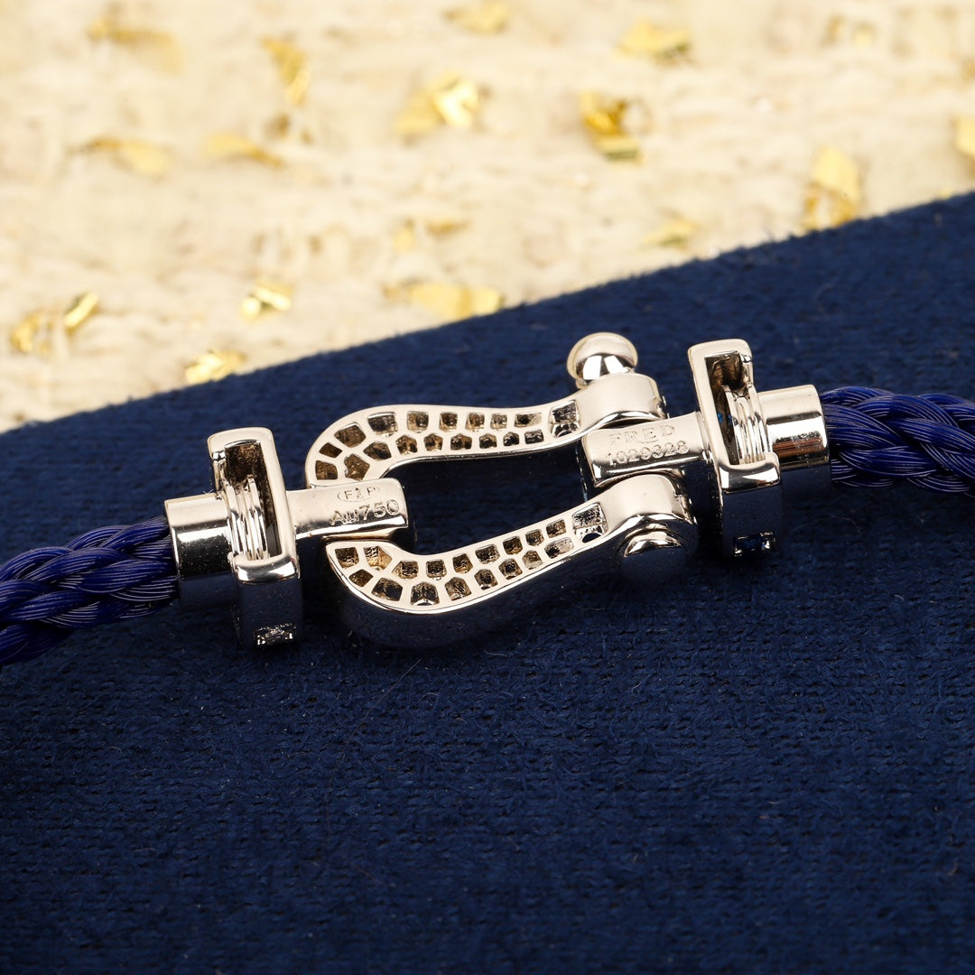 Fred FORCE 10 BRACELET Large model 18K yellow gold diamond paved F230019