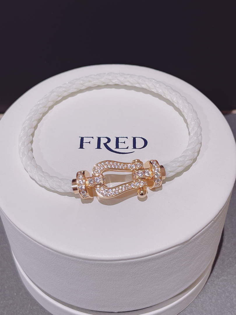 Fred FORCE 10 BRACELET Large model 18K yellow gold diamond paved F230021 - 1. Full diamond - View 1