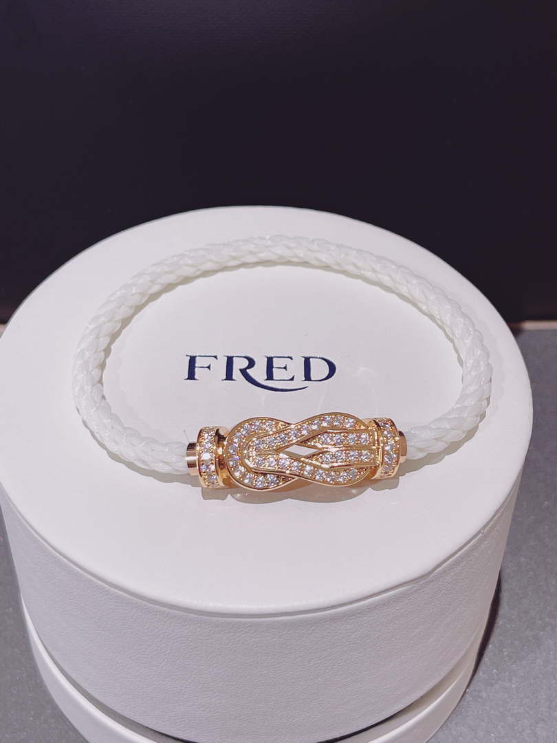 Fred FORCE 10 BRACELET Large model 18K yellow gold diamond paved F230021