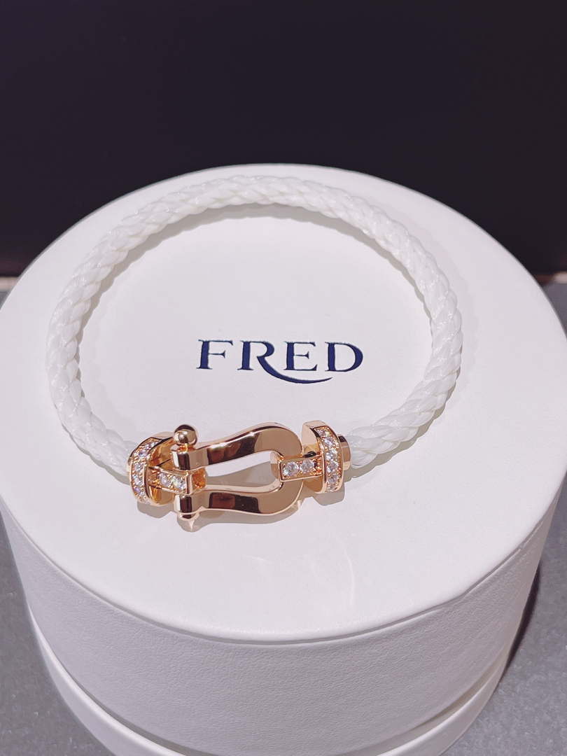 Fred FORCE 10 BRACELET Large model 18K yellow gold diamond paved F230021